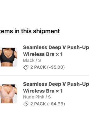 Shapecurve Seamless Deep V Push-Up Wireless Bra - Black & Nude Pink
